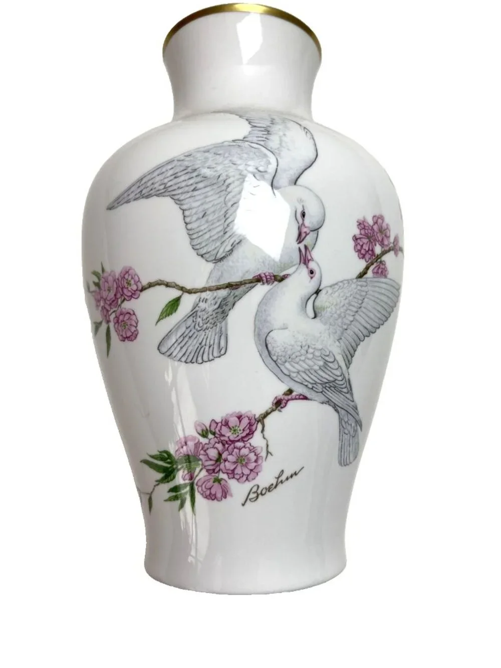 Edward Marshall Boehm Studios Bone China Tranquility Vase Happiness Forever VTG